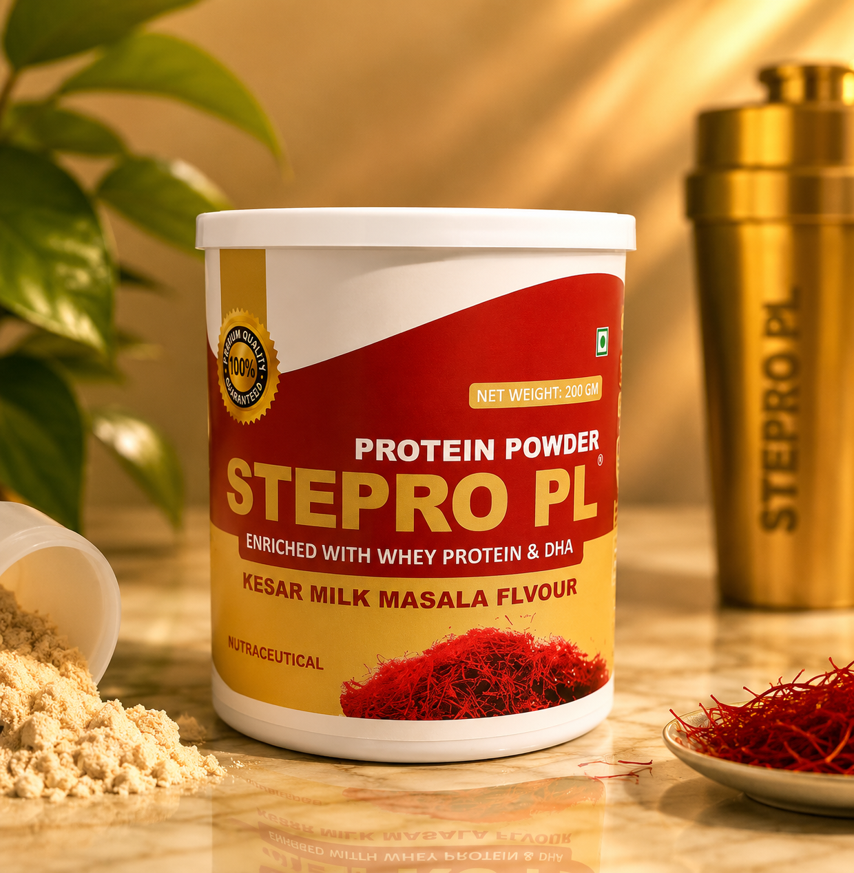 STEPRO PL Protein Powder – Whey Protein & DHA | Kesar Milk Masala Flavour Description